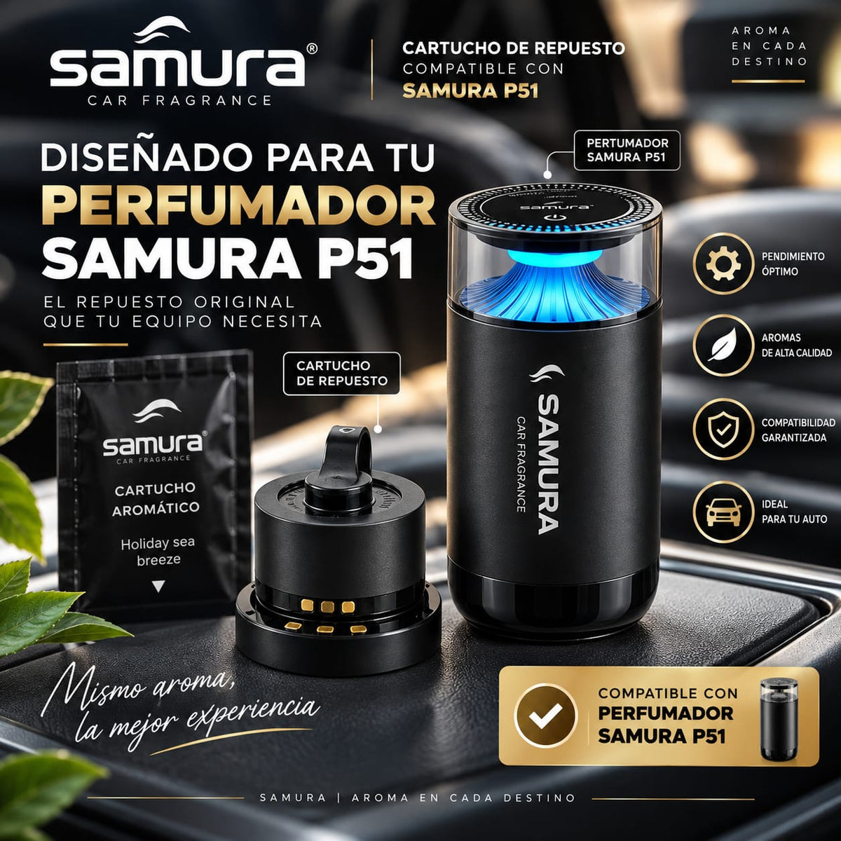 Cartucho De Repuesto Samura Para Perfumador P51 - Pack X3